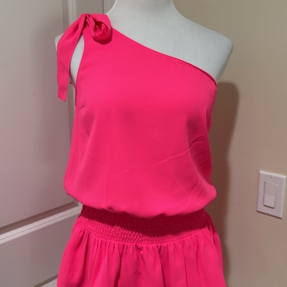 Amanda Uprichard Mckinley Barbie Pink One Shoulder Ruffle Tiered Dress Small - Picture 4 of 12